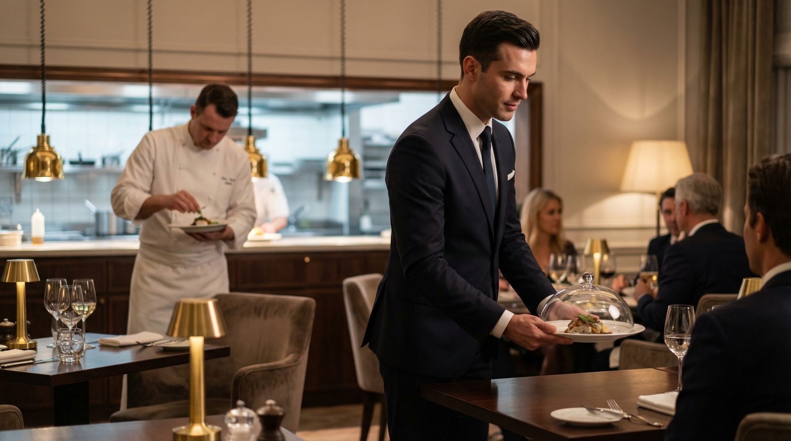 Hospitality staff working in a restaurant