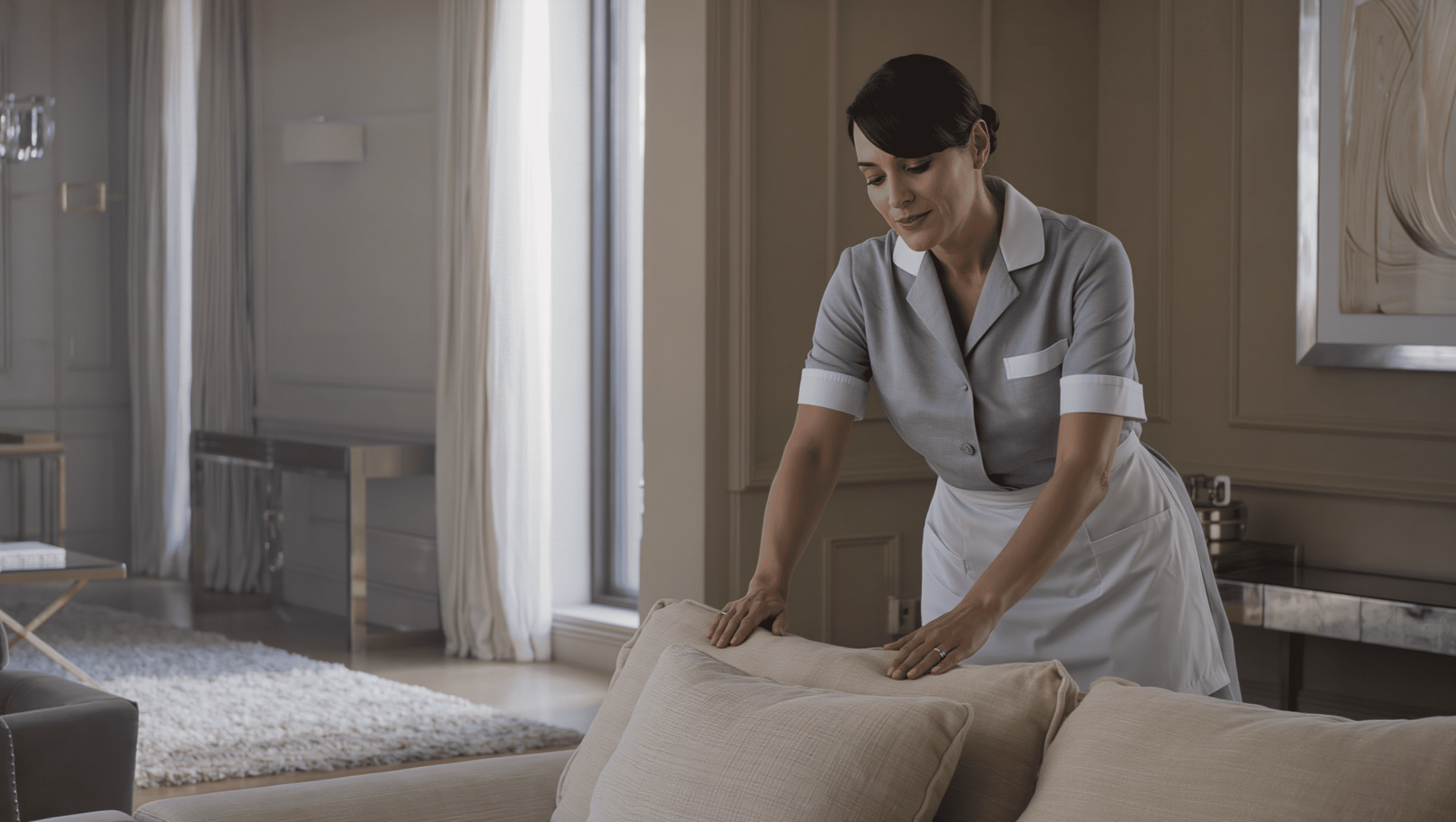 Housekeeper doing housework