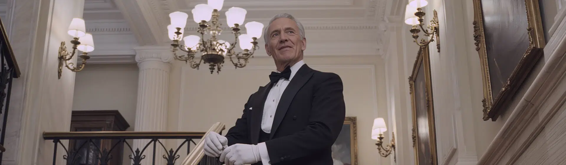 Butler with white gloves in New York